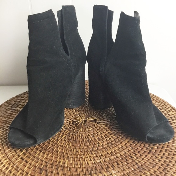 Jeffery Campbell Black Suede Boots Booties Size 8 M Peep Toe - Picture 4 of 6